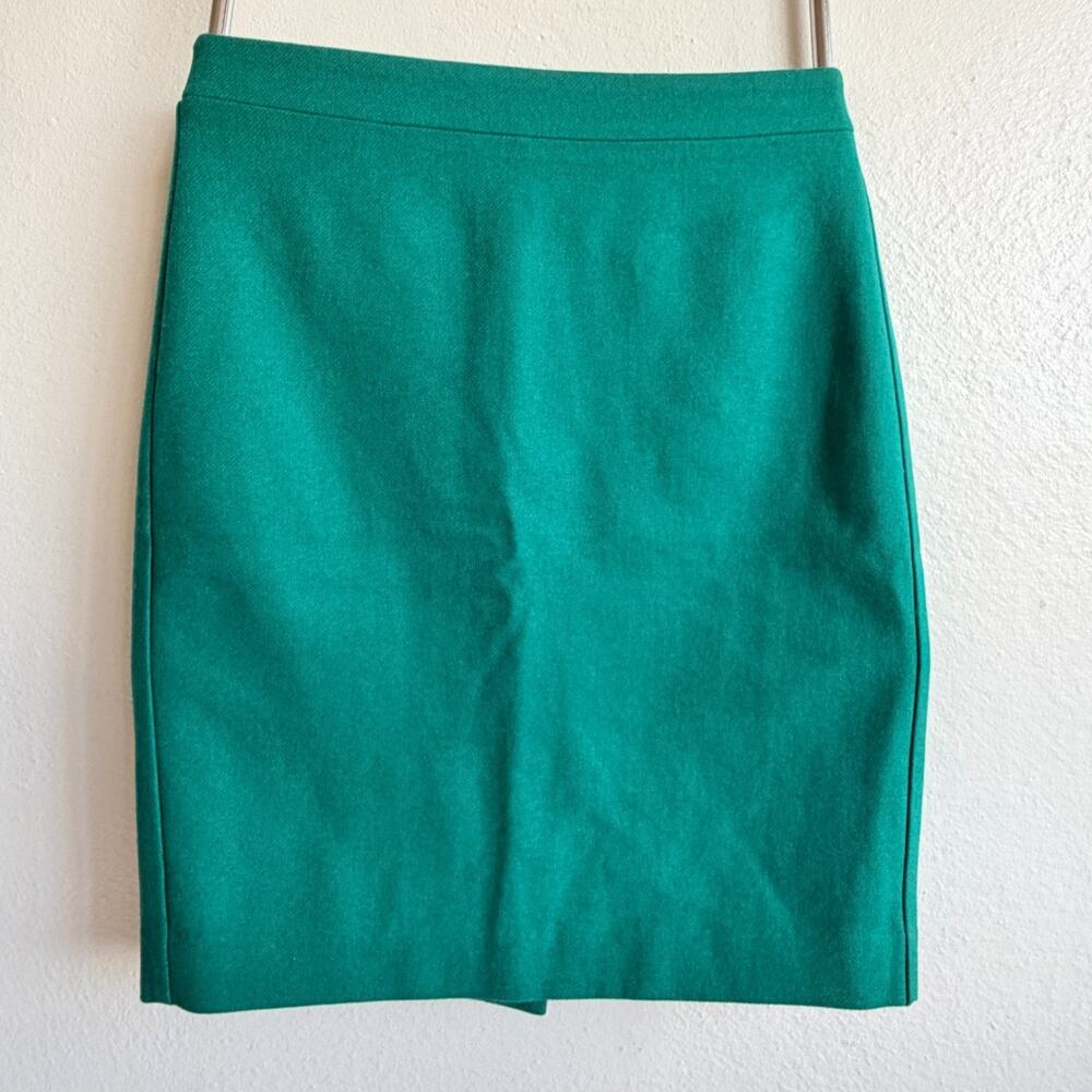 J.Crew The Pencil Skirt Emerald Green Wool Size 2 Lined Made Philippines